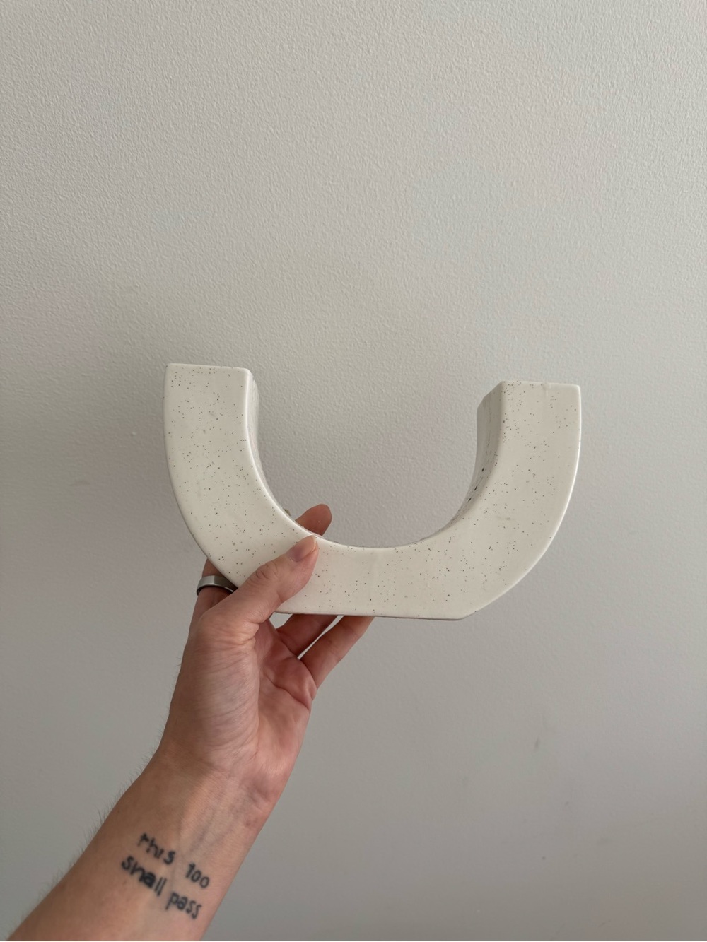 Speckled Cream Ceramic U shaped Taper holder